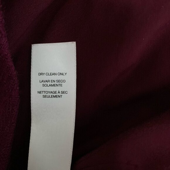 Chico's Boiled Wool Jacket 1 M Medium Burgundy Red Mock Neck Epaulettes Zipper - Picture 10 of 12